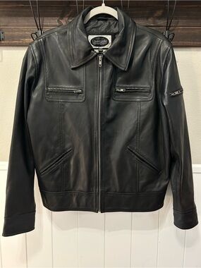 Men’s Genuine Black Leather Jacket Laverapelle Aviator Moto Biker Zipper Large